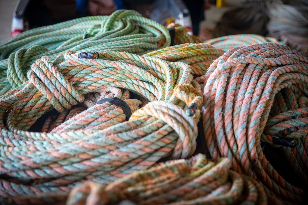 end of life lobster lines in the Rope Depot in Maine